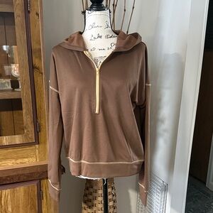 Pretty Garden Women’s Half Zip Cropped Hooded Pullover